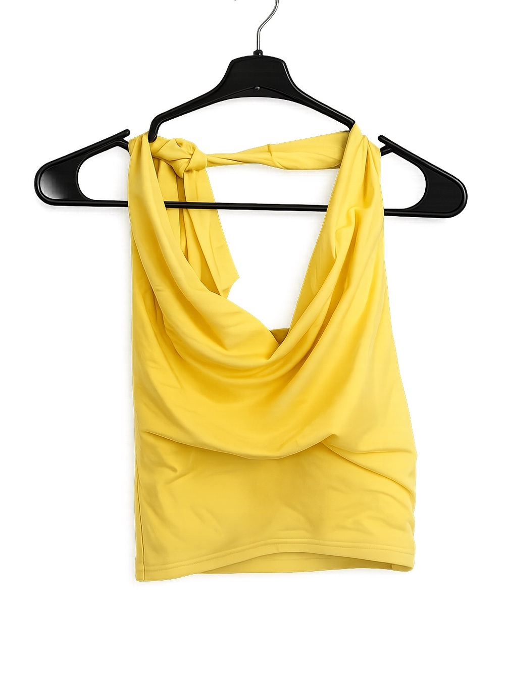 REORIA Yellow Halter Cowl Neck Crop Top NWT Size S